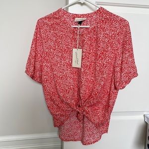 Button up floral tie top